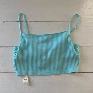 Aerie Ribbed Lace Back Bralette Aqua Blue Size Small NWT